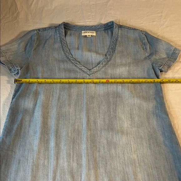 Cloth & Stone Sky Blue short~sleeve V-Neck Tunic Dress size small - Picture 7 of 8